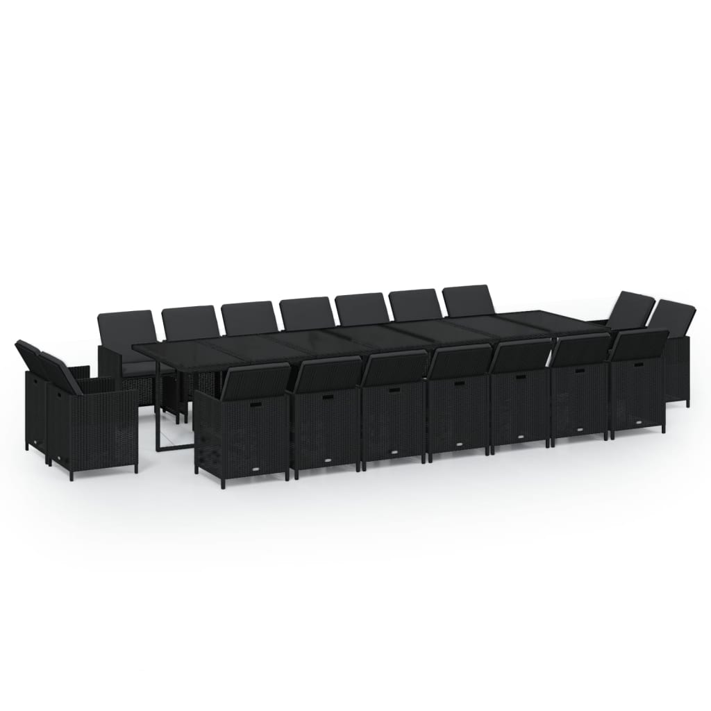 19-Delige Tuinset Met Kussens Poly Rattan Zwart 1