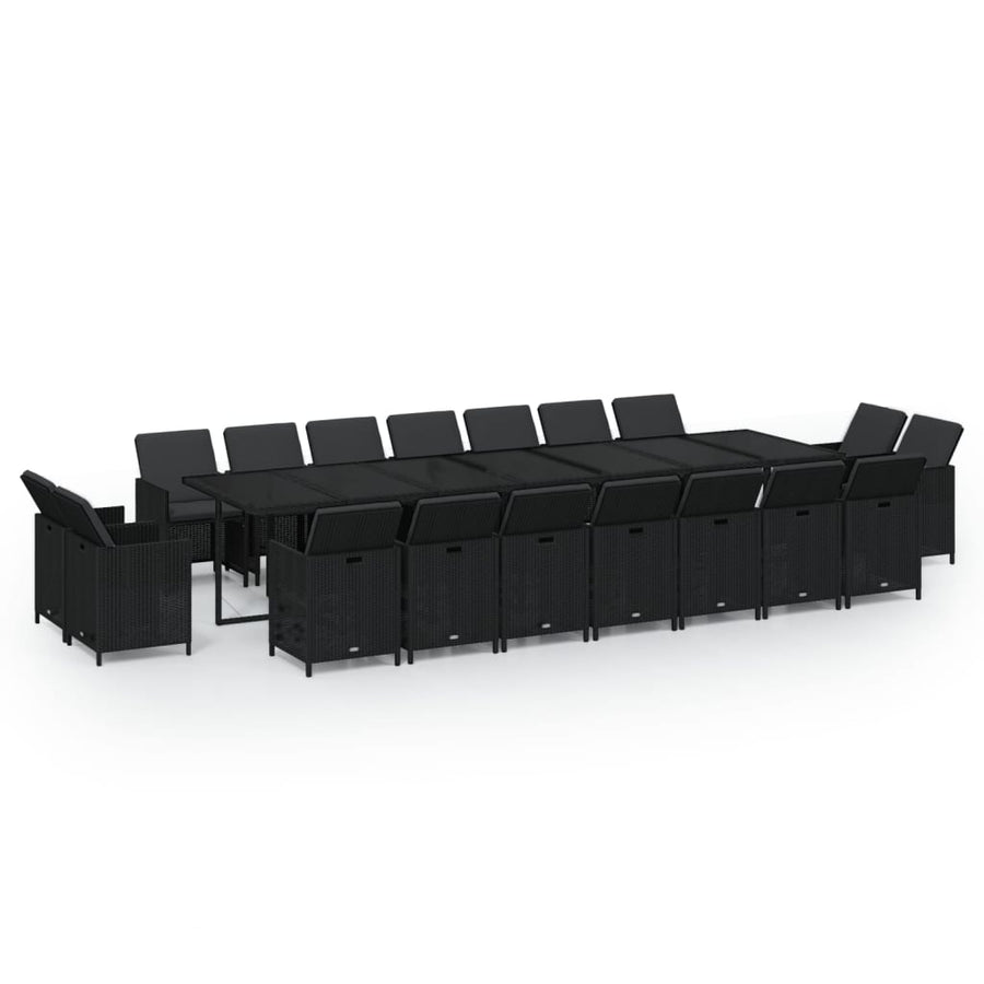 19-Delige Tuinset Met Kussens Poly Rattan Zwart 1