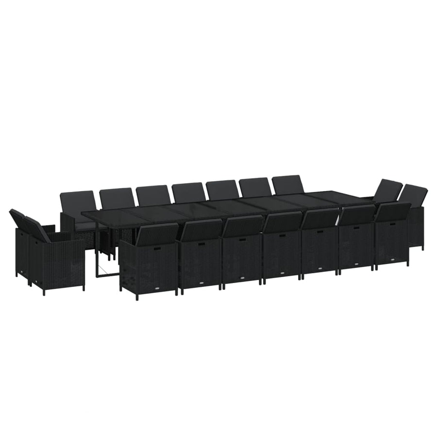 19-Delige Tuinset Met Kussens Poly Rattan Zwart 1
