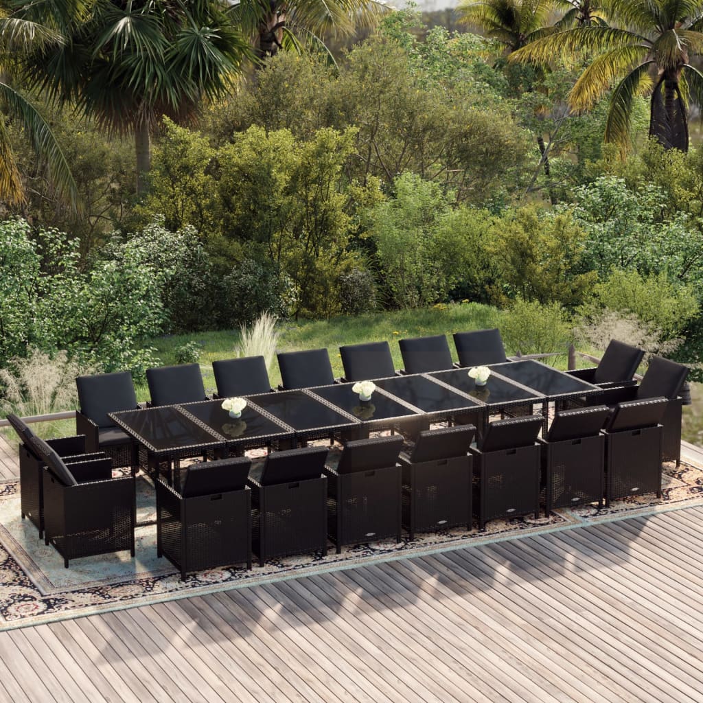 19-Delige Tuinset Met Kussens Poly Rattan Zwart 1