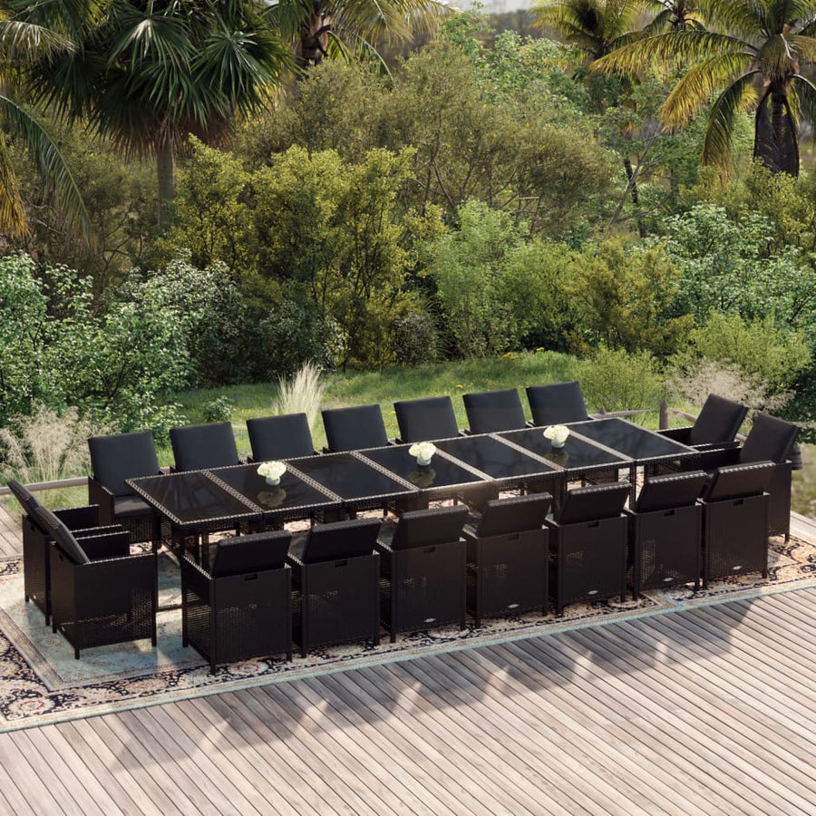 19-Delige Tuinset Met Kussens Poly Rattan Zwart 1