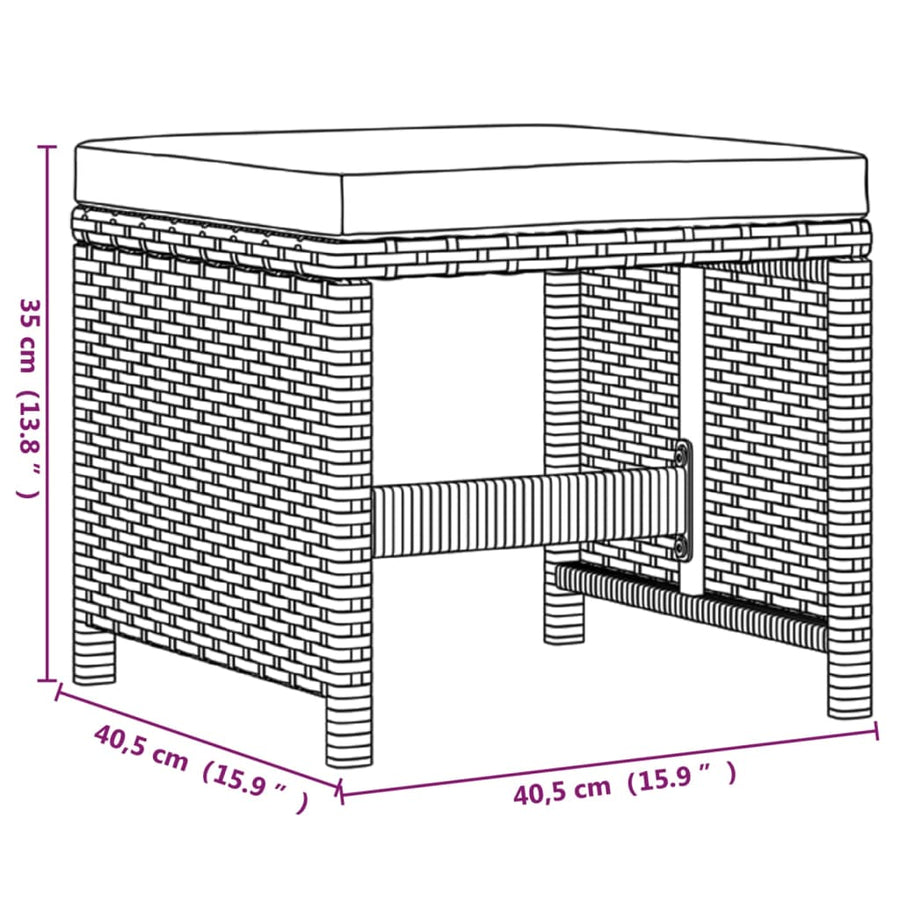 19-delige Tuinset met kussens poly rattan zwart
