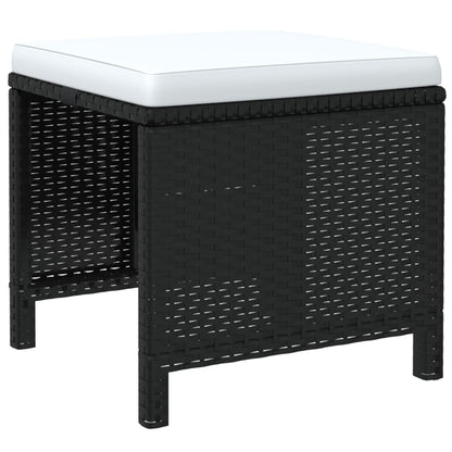 19-delige Tuinset met kussens poly rattan zwart