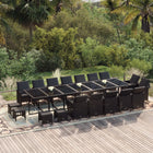 19-Delige Tuinset Met Kussens Poly Rattan Zwart 14x Fauteuil + 4x voetensteun + Tafel