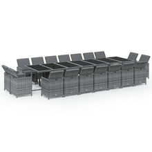 19-delige Tuinset met kussens poly rattan grijs