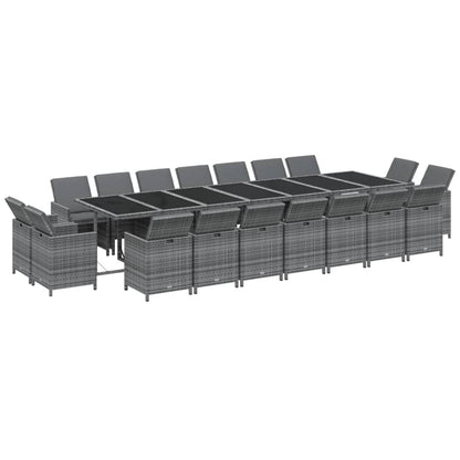 19-delige Tuinset met kussens poly rattan grijs