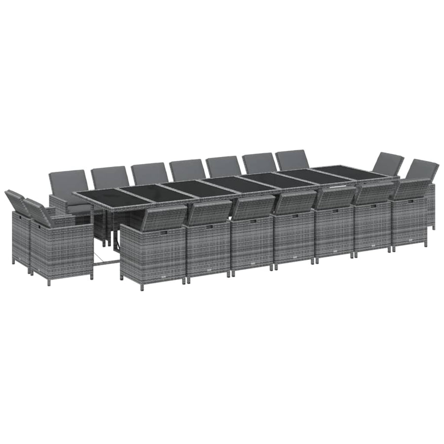 19-delige Tuinset met kussens poly rattan grijs