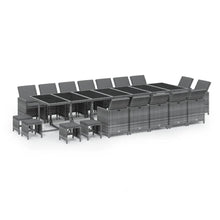 19-delige Tuinset met kussens poly rattan grijs