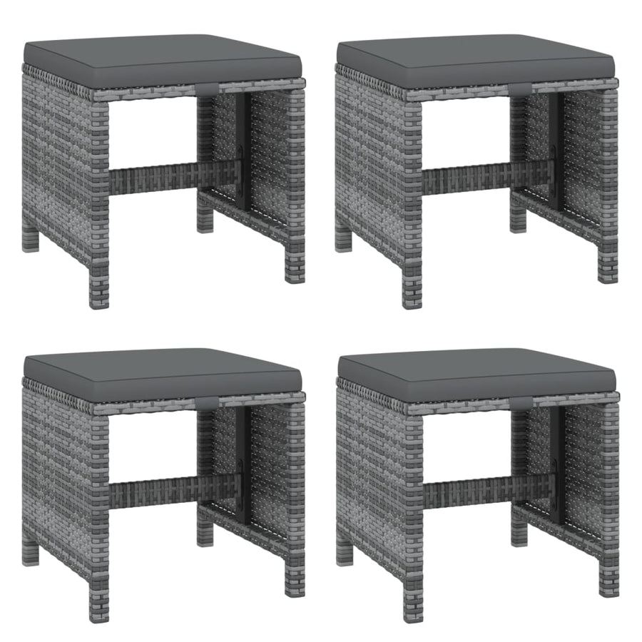 19-delige Tuinset met kussens poly rattan grijs
