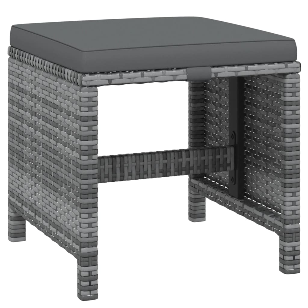 19-delige Tuinset met kussens poly rattan grijs