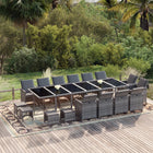 19-piece Garden Set with Cushions Poly Rattan Grey