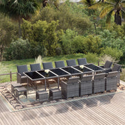 Tuinset poly rattan 19-delig grijs met kussens