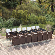 Tuinset 15-delig poly rattan bruin zwart met kussens