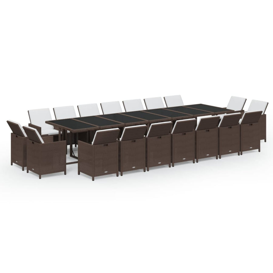 19-Delige Tuinset Met Kussens Poly Rattan Bruin Bruin en zwart
