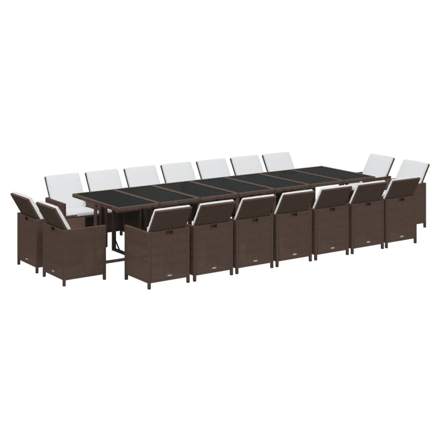 19-Delige Tuinset Met Kussens Poly Rattan Bruin Bruin en zwart