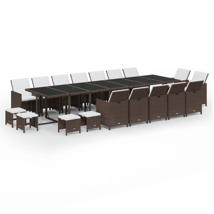 19-Delige Tuinset Met Kussens Poly Rattan Bruin Bruin en zwart
