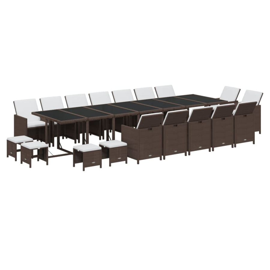 19-Delige Tuinset Met Kussens Poly Rattan Bruin Bruin en zwart