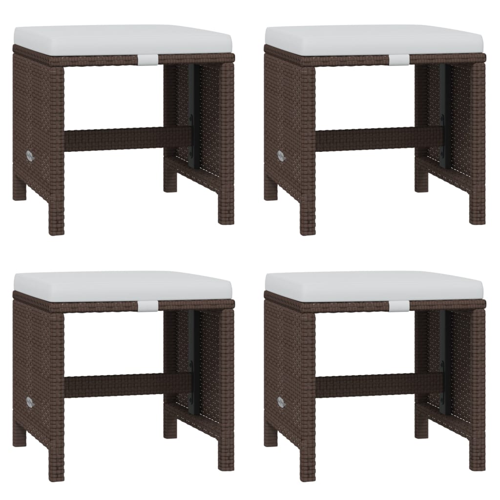 19-Delige Tuinset Met Kussens Poly Rattan Bruin Bruin en zwart