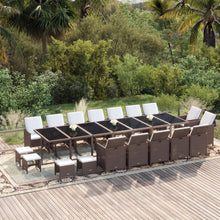 19-Delige Tuinset Met Kussens Poly Rattan Bruin Bruin en zwart