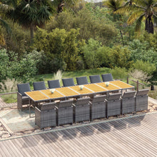 15-Delige Tuinset Met Kussens Poly Rattan Grijs Grijs en bruin 14x Fauteuil + Tafel