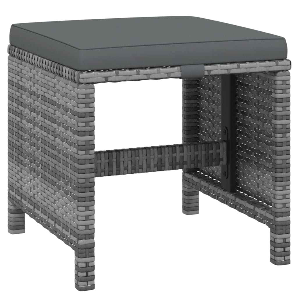 19-Delige Tuinset Met Kussens Poly Rattan Grijs Grijs en bruin 14x Fauteuil + 4x voetensteun + Tafel