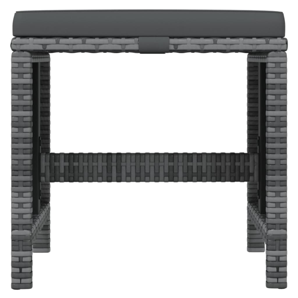 19-Delige Tuinset Met Kussens Poly Rattan Grijs Grijs en bruin 14x Fauteuil + 4x voetensteun + Tafel