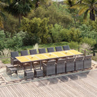 Tuinset 19-delig poly rattan grijs met kussens
