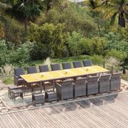 Tuinset 19-delig poly rattan grijs met kussens