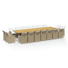 19-Delige Tuinset Met Kussens Poly Rattan Beige Beige en bruin