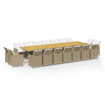 19-Delige Tuinset Met Kussens Poly Rattan Beige Beige en bruin