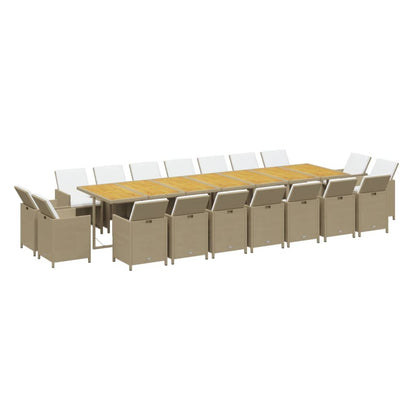 19-Delige Tuinset Met Kussens Poly Rattan Beige Beige en bruin
