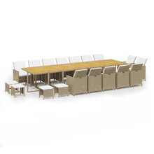 19-Delige Tuinset Met Kussens Poly Rattan Beige Beige en bruin