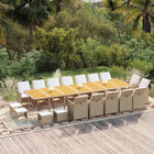 19-Piece Garden Set With Cushions Poly Rattan Beige Beige and brown