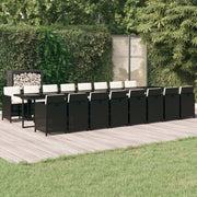 Tuinset poly rattan 17-delig zwart met kussens