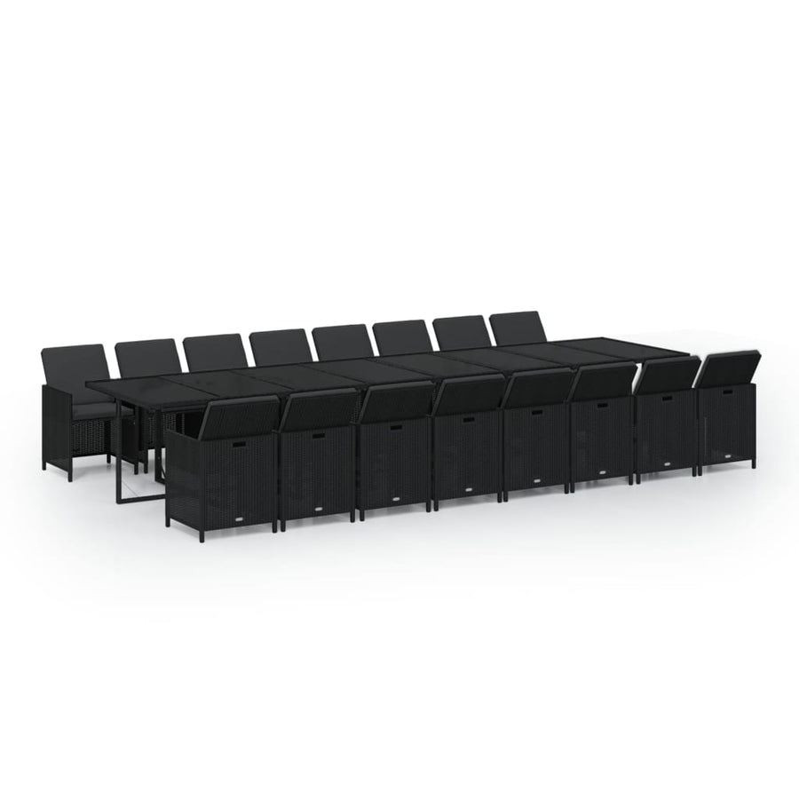 17-Delige Tuinset Met Kussens Poly Rattan Zwart 1