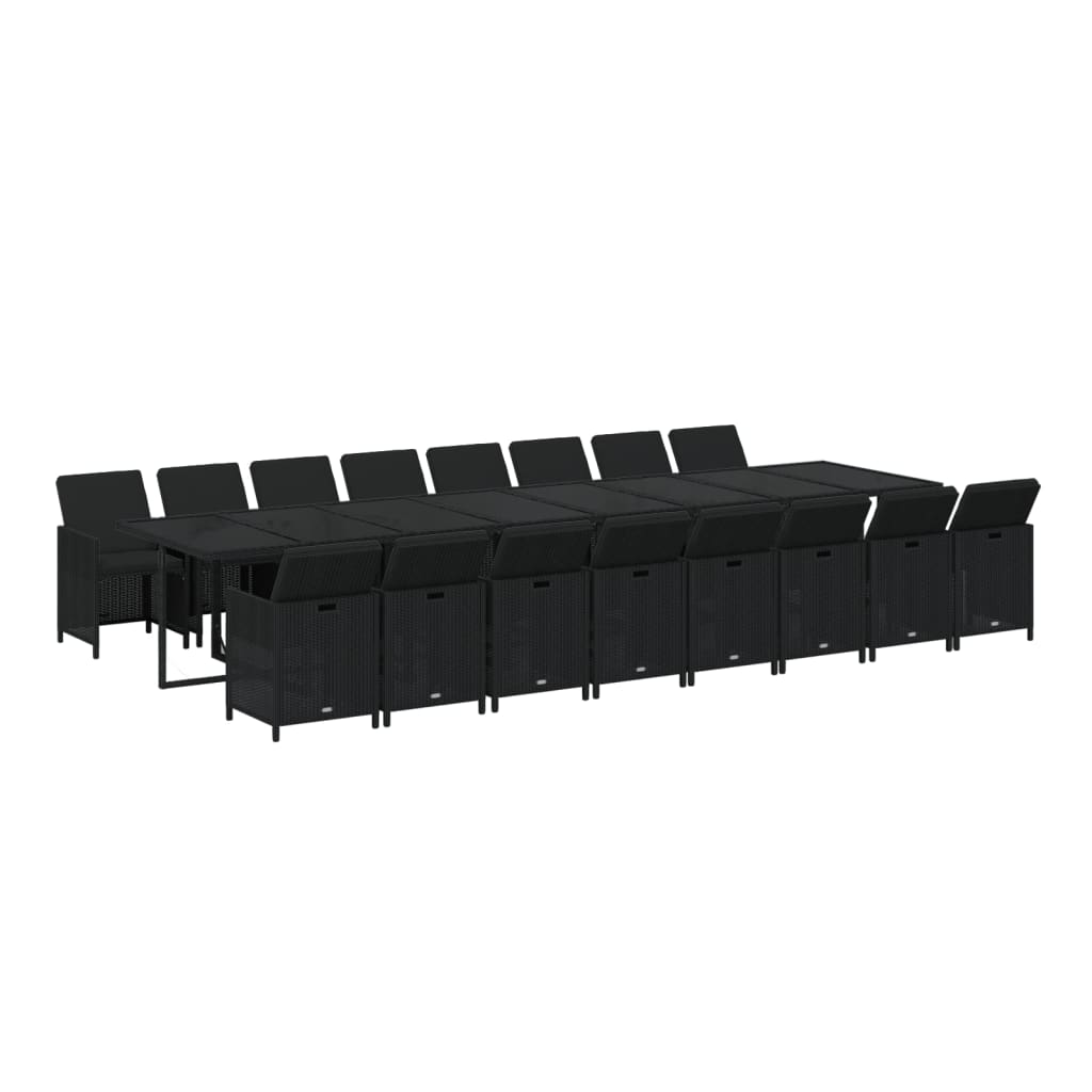17-Delige Tuinset Met Kussens Poly Rattan Zwart 1