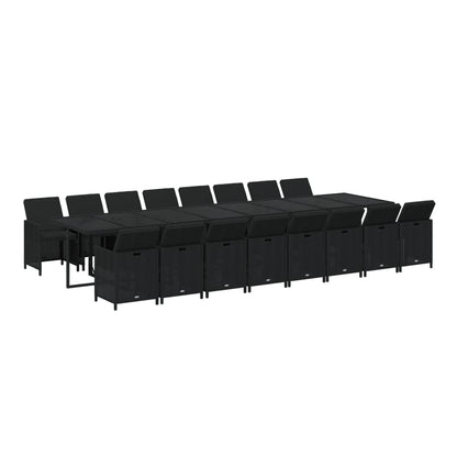 17-Delige Tuinset Met Kussens Poly Rattan Zwart 1