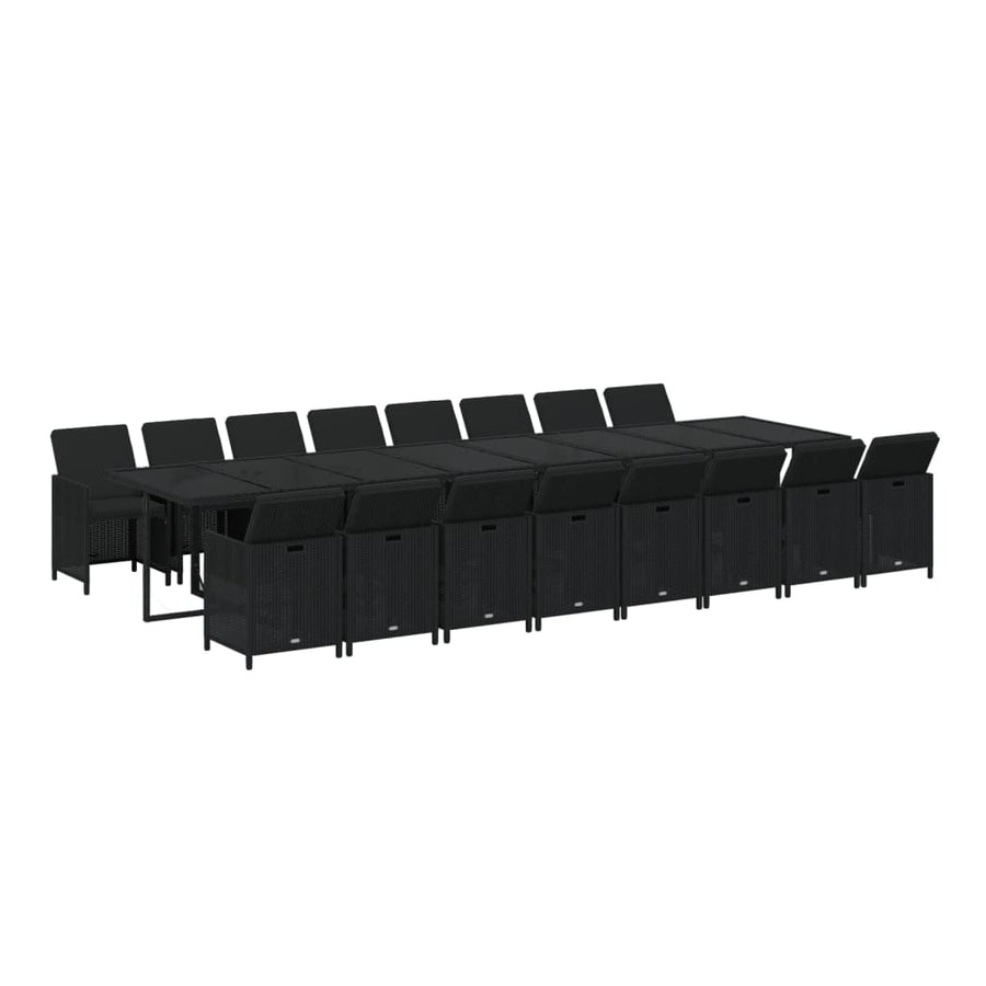 17-Delige Tuinset Met Kussens Poly Rattan Zwart 1