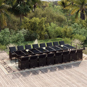 Tuinset 17-delig poly rattan zwart met kussens