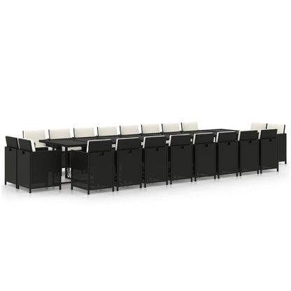 21-delige Tuinset met kussens poly rattan zwart