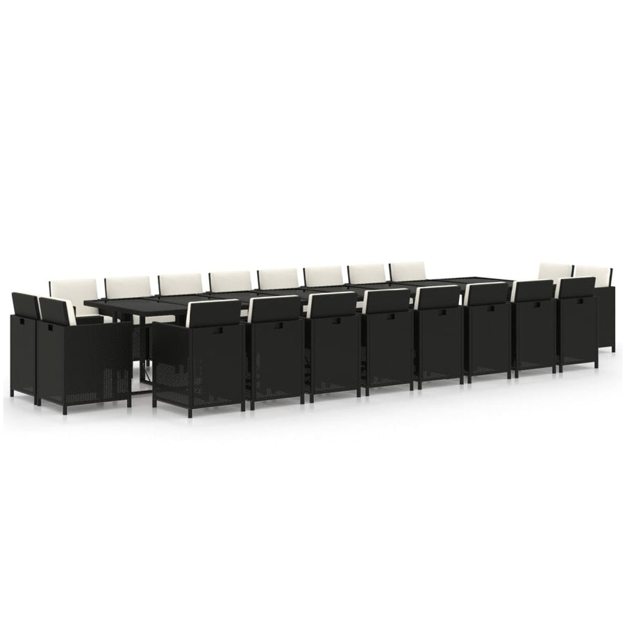 21-delige Tuinset met kussens poly rattan zwart