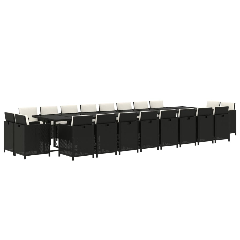 21-delige Tuinset met kussens poly rattan zwart