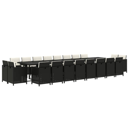 21-delige Tuinset met kussens poly rattan zwart