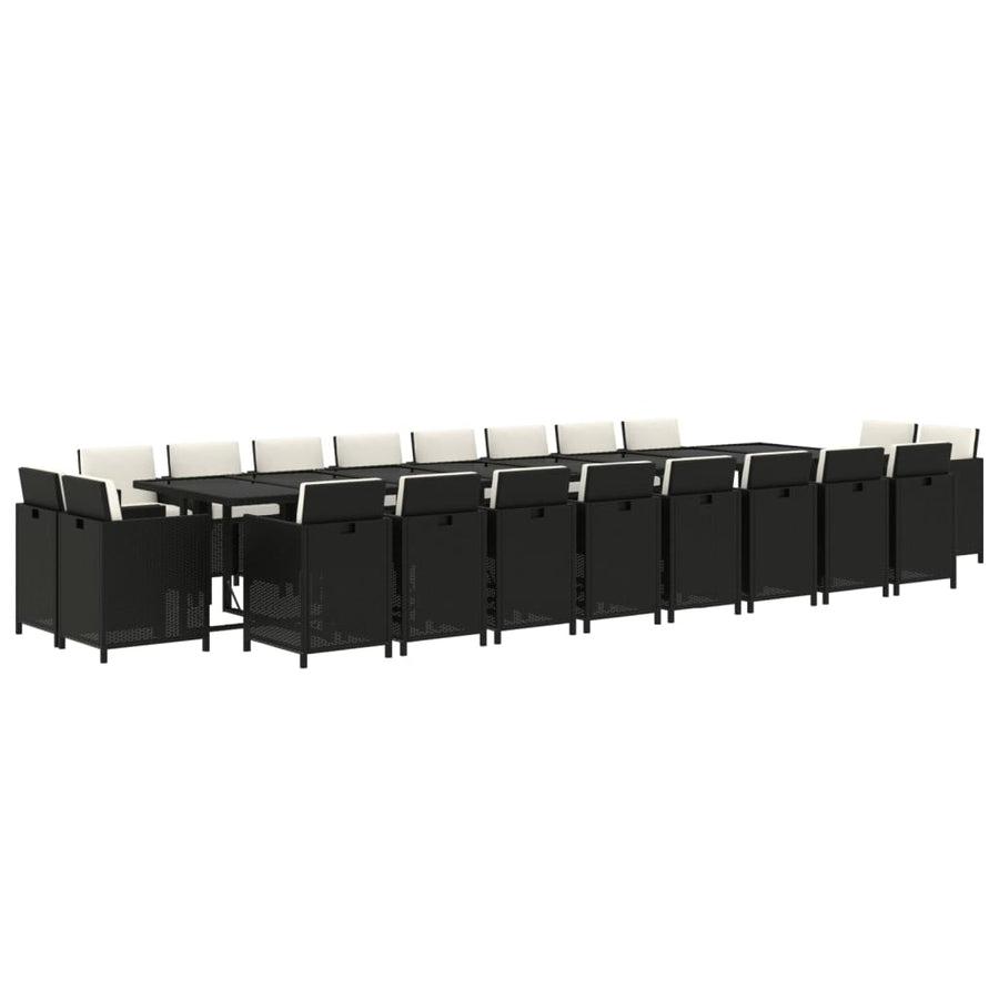 21-delige Tuinset met kussens poly rattan zwart