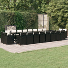 21-piece Rattan Garden Furniture Set with Cushions - Black