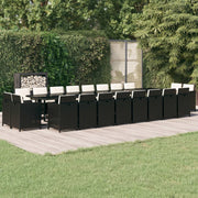 Tuinset 21-delig poly rattan zwart met kussens