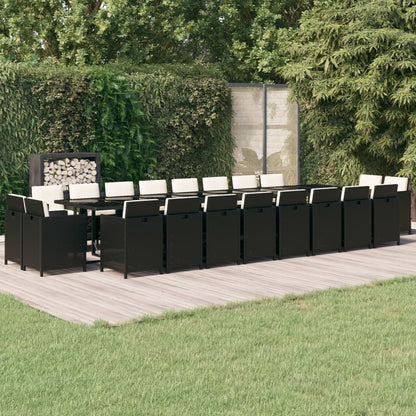 21-delige Tuinset met kussens poly rattan zwart