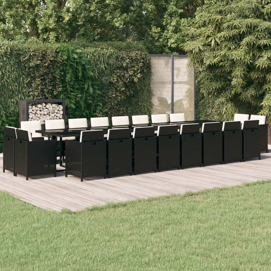 21-delige Tuinset met kussens poly rattan zwart