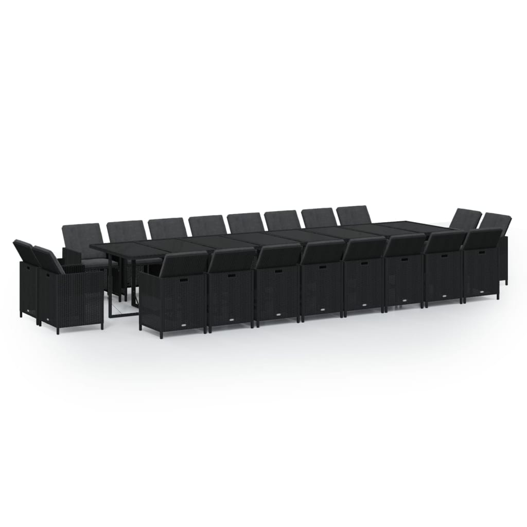21-Delige Tuinset Met Kussens Poly Rattan Zwart 1