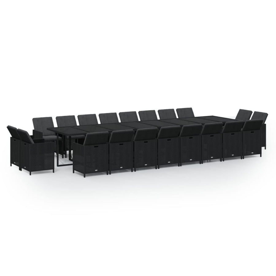 21-Delige Tuinset Met Kussens Poly Rattan Zwart 1